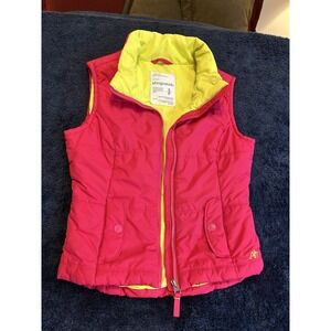 Aeropostale Puffer Vest Pink Neon Lined Zipper Jacket Pockets Ski Outdoors S/P